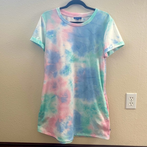 Southern Shirt Tie Die T-Shirt Dress - Picture 3 of 4